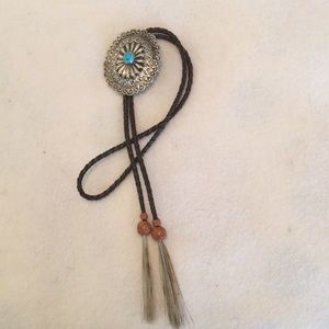 Silver and turquoise bolo tie